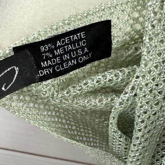 Vintage CEJON Fringe‎ Scarf Shimmer Seafoam Color NWT - Picture 6 of 7